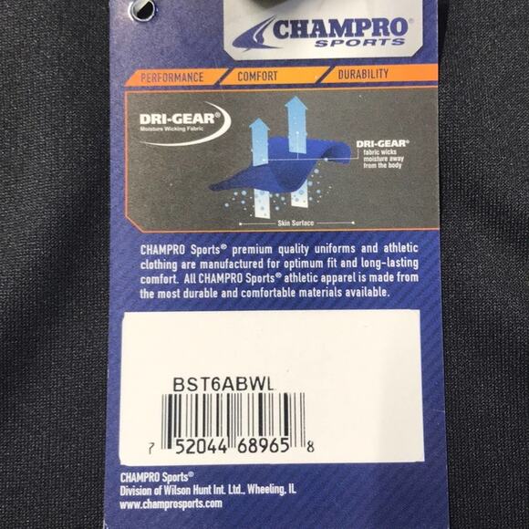 CHAMPRO Black Baseball Uniform Jersey Shirt - Picture 3 of 4